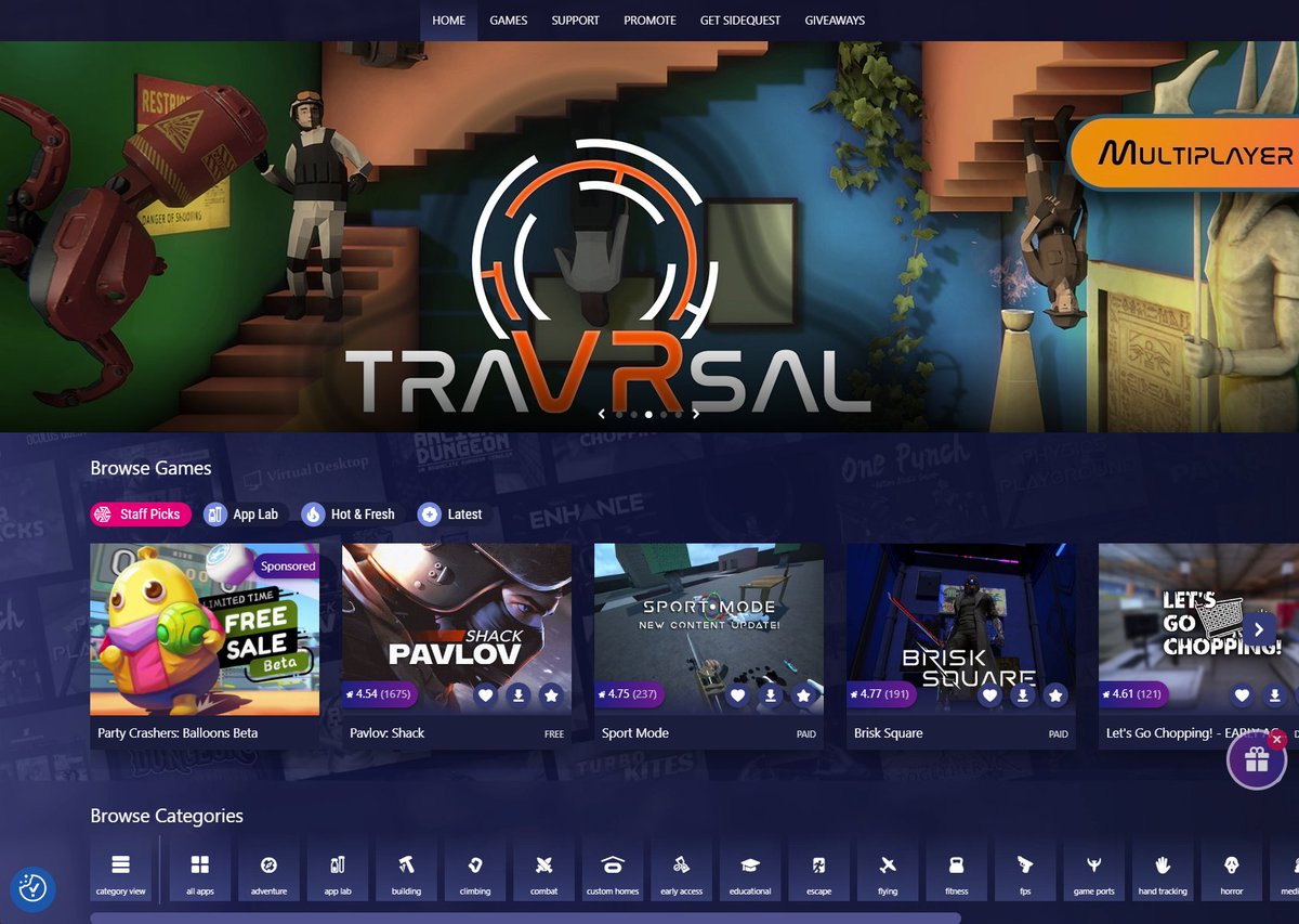 traVRsal_Robert's tweet photo. 👀Thank you @SideQuestVR for your awesome timing featuring #traVRsal on your main page. What a nice present for my birthday today 🎁 You rock with all your support for us #indiedev #gamedev
https://t.co/lGa57Px1b4
#VR https://t.co/qwyAJbwWQh
