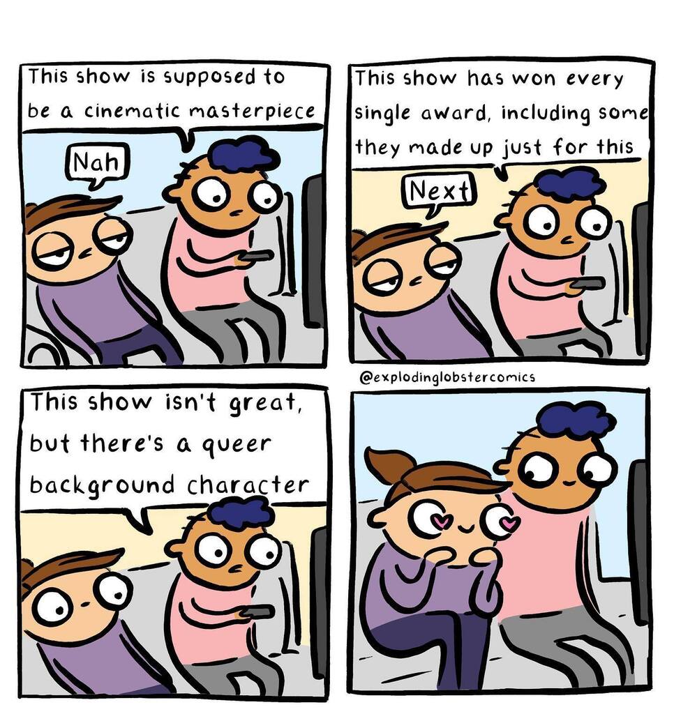 lobster_comics's tweet image. straight content: this has to be the most singularly incredible piece of media or I am not engaging

any queer content: I am here for each and every piece of trash
.
.
.
#queermemes #queermeme #queerartist #queerpride #lgbtmemes #lgbtmeme #lgbtqmemes #lgbtqmeme #nonbinarymem…