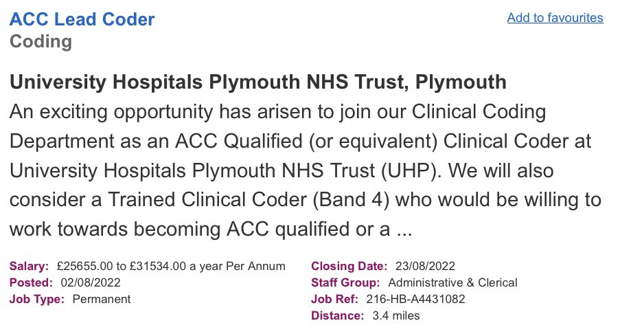LouShalders's tweet photo. Fabulous opportunity to join our Clinical Coding team @UHP_NHS https://t.co/l01RTkGD0X