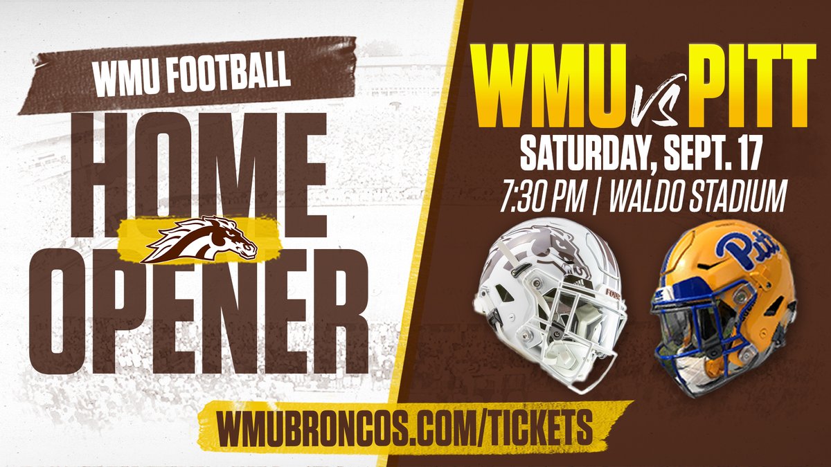 WMUBroncos's tweet photo. With @WMU_Football's home opener a month away, let's give away a 4-pack of tickets!

RT this and follow us for a chance to win 🎟️🎟️🎟️🎟️ to the Pitt game. https://t.co/rr7BTwcvOf
