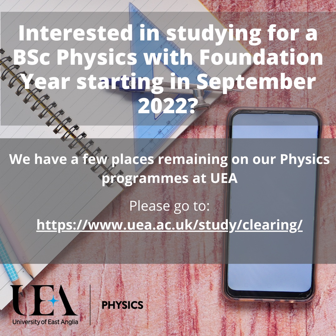 UEA_Chemistry's tweet photo. We also still have a few places remaining on our BSc in in physics degree with a foundation year. Please follow the link for more information:
https://t.co/Q6Z3UZkGnj
#AlevelResultsDay2022 #resultsday2022 #clearing #clearing22 #physicsdegree https://t.co/WDe5mCxuNB
