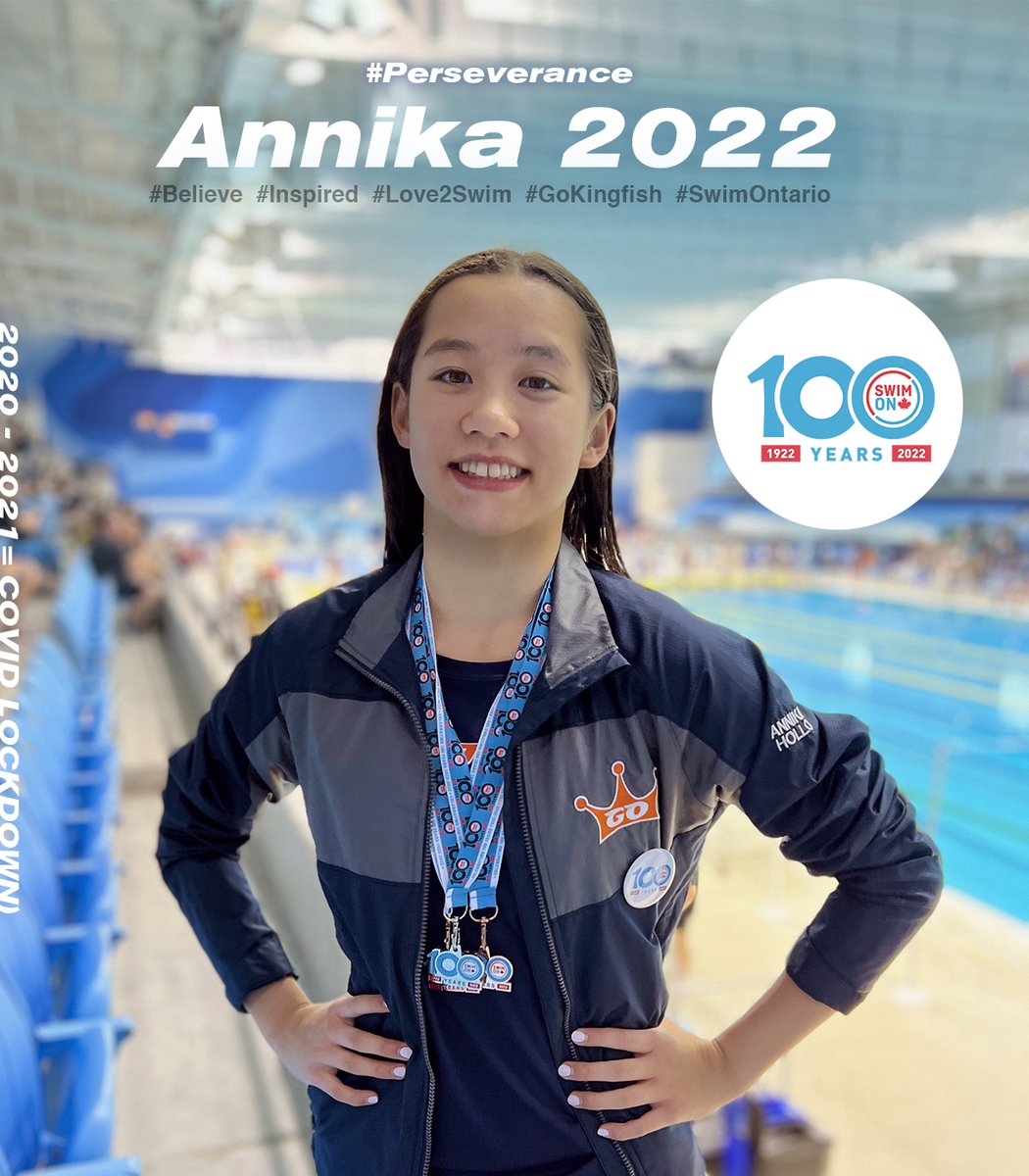 Annika_Hollo's tweet photo. So excited to have qualified and had the opportunity to swim at the OYJ and Ontario Championships in 2022. The COVID pandemic stole time but not my spirit or my passion. #Love2Swim #Perseverance #Inspired #Believe #GoKingfish @SwimOntario #100Years https://t.co/mZ4uZzq4yR