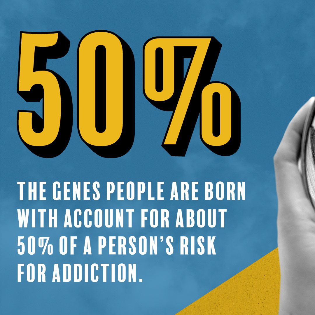 addictisreal's tweet photo. The genes people are born with account for about 50% of a person’s risk for addiction. Learn more at https://t.co/x0ZUd8k1ik #addictionisreal #addiction #addictionresources #addictionhelp https://t.co/846t2QCrJv
