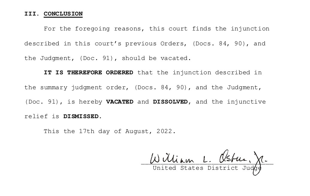 BREAKING: Judge William Osteen overturns the injunction that protected abortions in North Carolina after 20 weeks. 

Abortions are still legal in NC until 20 weeks, but that is now the cutoff