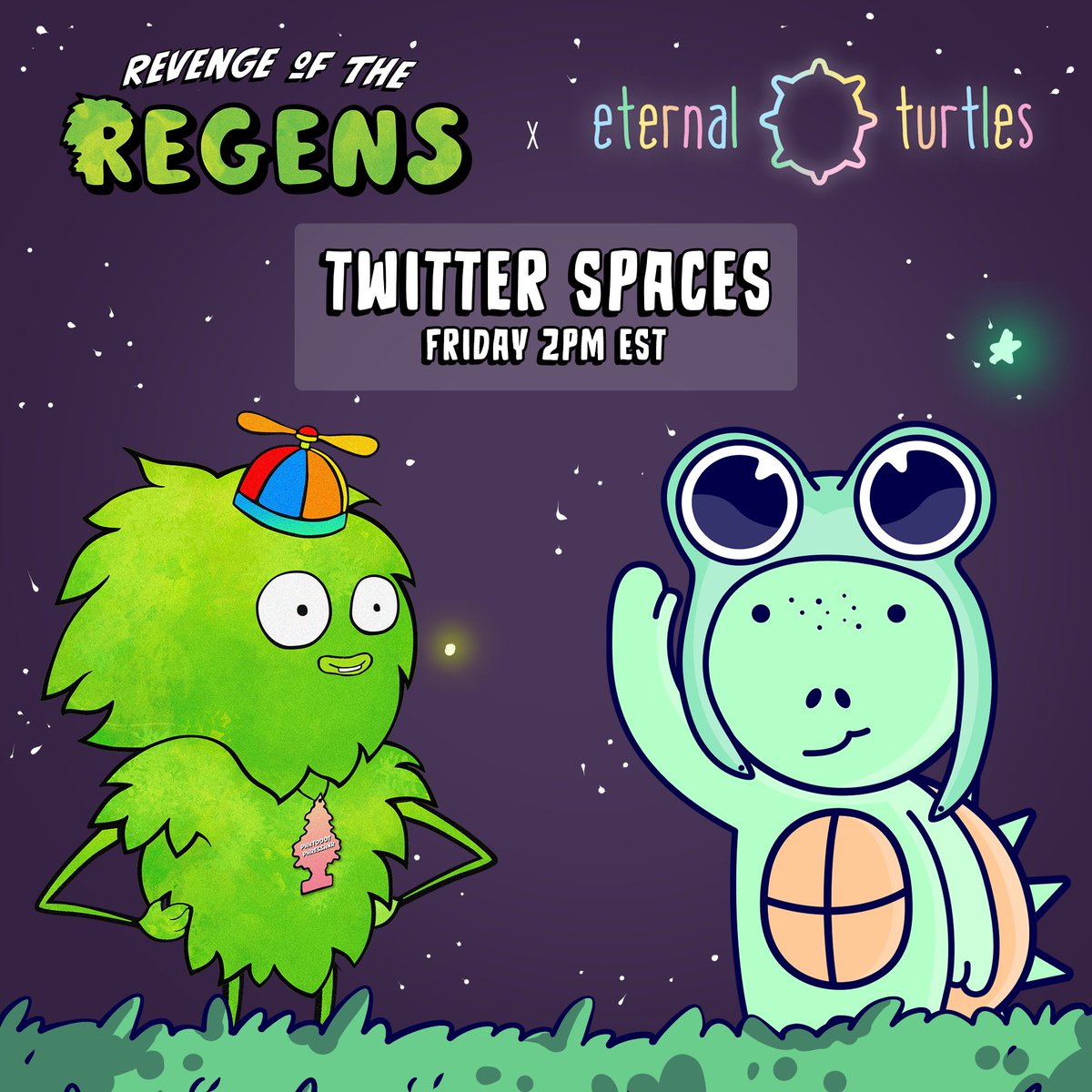 Join us this Friday for a joint twitter spaces with another environmentally focused project <a href="/TheRegensNFT/">Revenge of the Regens</a>!🍃 🐢