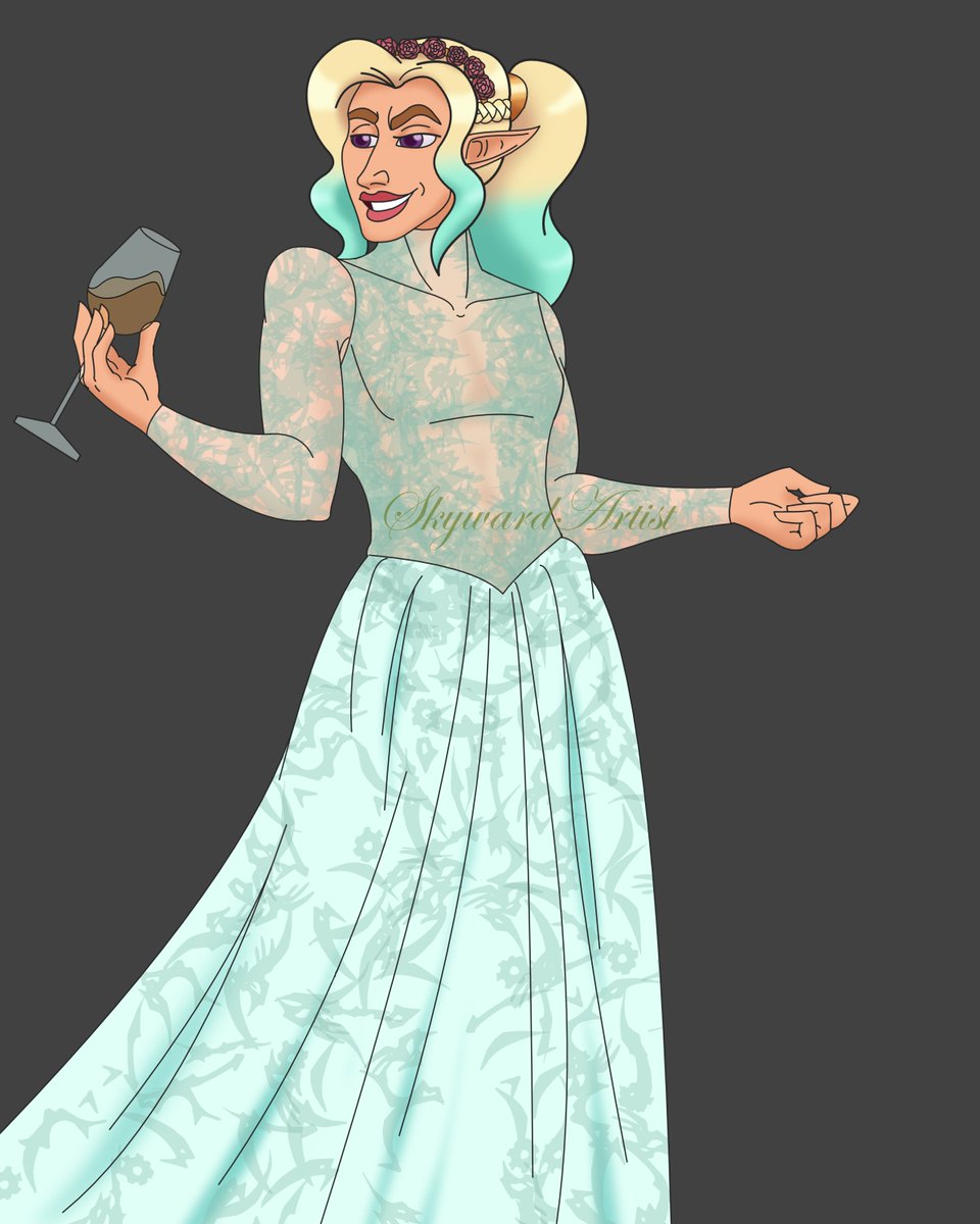 SkywardArtist's tweet photo. My chaotic warlock Veks Aishun likes to change their hair color and look a lot. A very good boi this silly elf. #dnd #dnd5e https://t.co/yI29iw360t