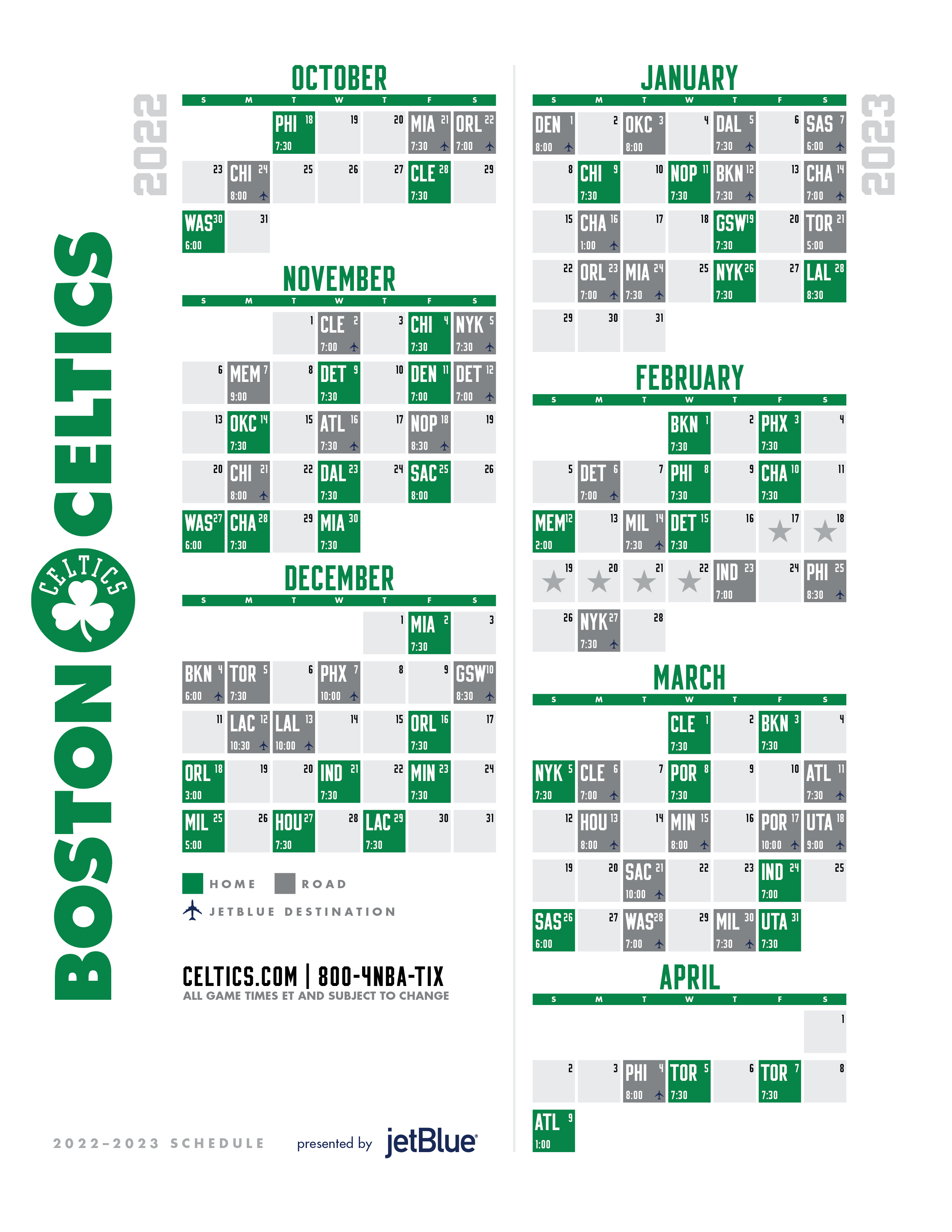 Celtics schedule on sale