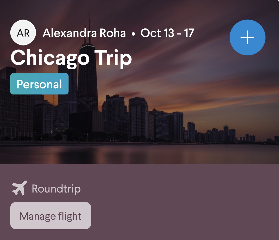 AlexnRoha's tweet photo. Just booked my first personal trip with @TripActions Lemonade and shoooo that was like 🧈🧈

I literally never get tired of booking travel on our platform, see you soon Chi-town! https://t.co/5uPIkm0tnf