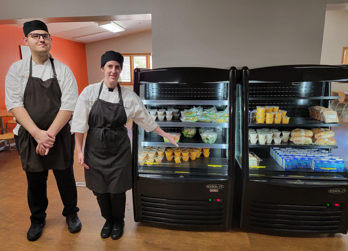 ShepherdsCollge's tweet photo. 🤩 Shiny, new displays for the kitchen. Our Culinary Arts students are making the food and learning to stock the cases. Their resumes continue to grow with each new skill learned.

#ShepherdsCollege #SoaringEagles #ShermanNation #SpecialEducation #Disabilities #CulinaryArts https://t.co/qtybrmQlNo