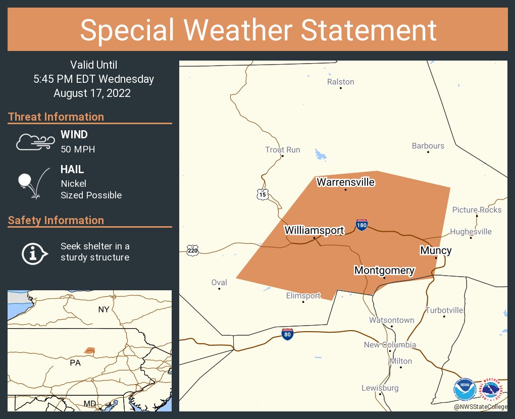 NWS State College on Twitter "A special weather statement has been