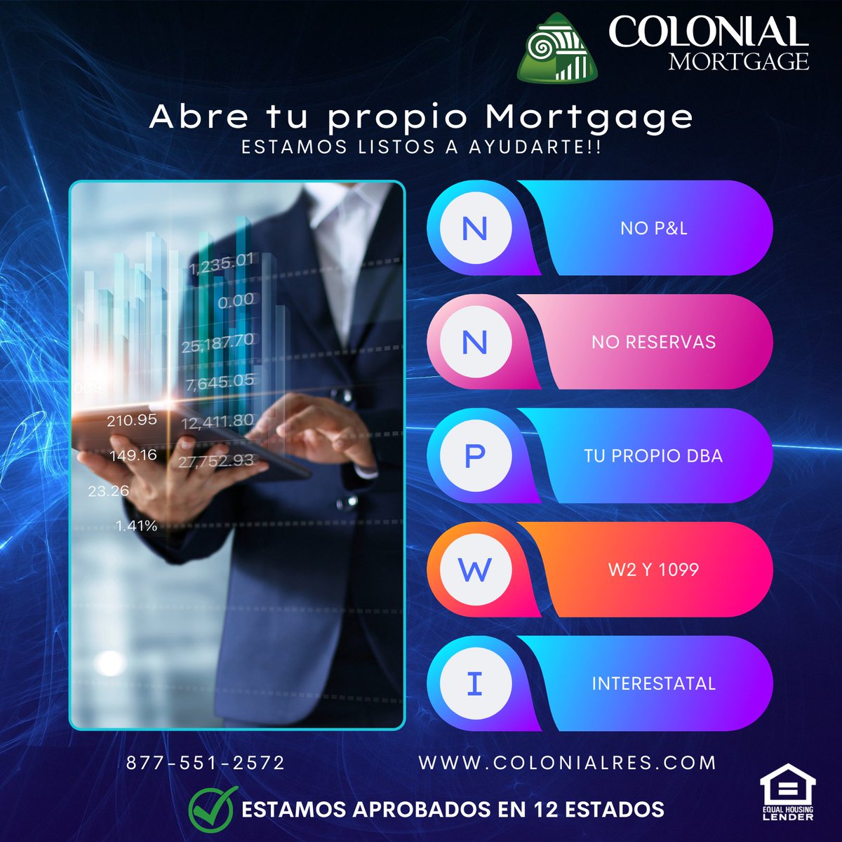 colonialmtgteam's tweet photo. No P&L, No Reservas, Tu propio DBA, tu Propio Branch!!!!! llámanos para mas detalles 877-551-2572 o visítanos en https://t.co/boU22oI8nN
#newbranch #tupropionegocio #prestamos #mortgage #colonialmortgage https://t.co/8wSkbXBQnc