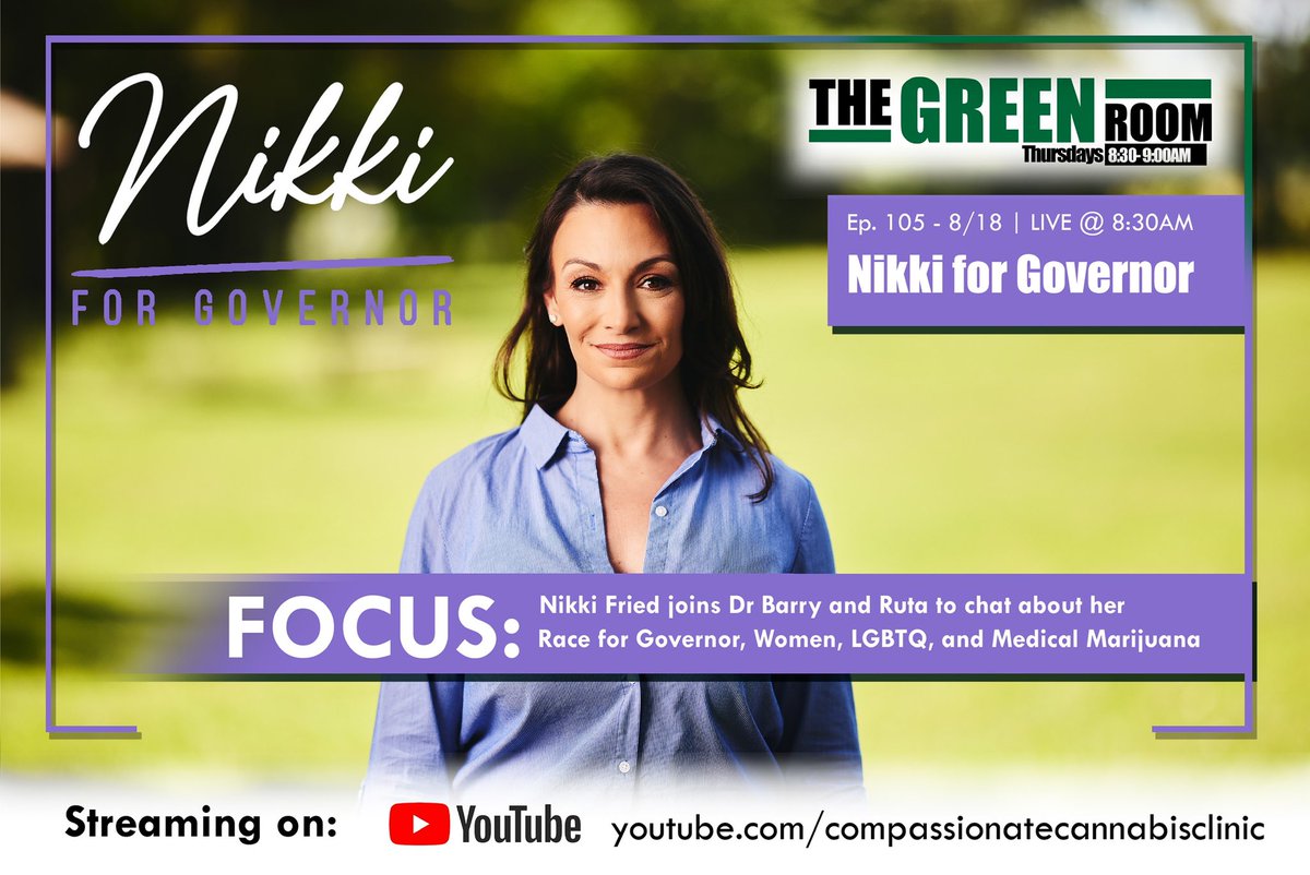 venicecare's tweet photo. Join @NikkiFried from the tour bus NOW and join @askdrbarry and @vote4ruta tomorrow at 8:30 as she joins us in “The Green Room”! She is our BEST HOPE for #SomethingNew in #Florida! https://t.co/Kl21R8pgoi