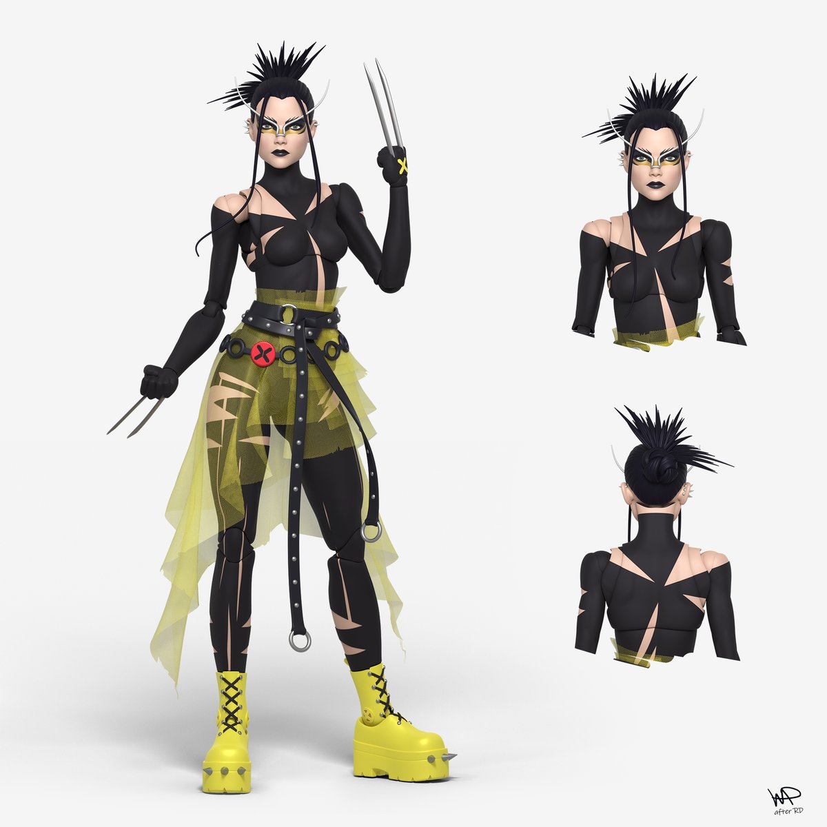 warutafig's tweet photo. Here's a (digital) custom action figure I made of #x23 in her @rdauterman #hellfiregala costume. This costume design captured her personality so well!

#xmen #wolverine #actionfigures #characterart #b3d #3dart  #3dprint https://t.co/EEG3I7mto3