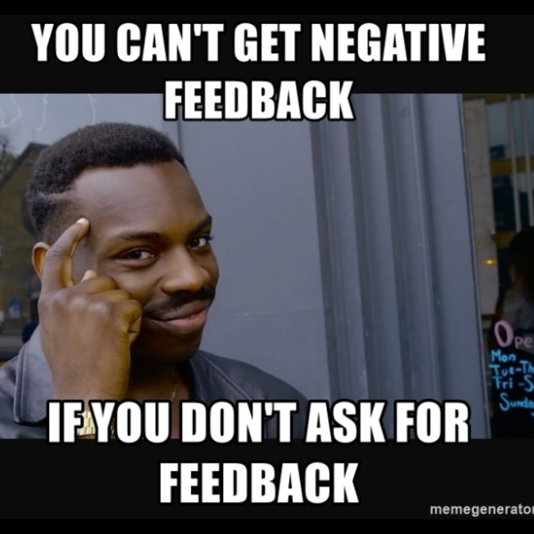 CreaMasculinity's tweet image. There are lots of ways to avoid feedback, none of them actually solve the problem.

Avoiding feedback robs you of the chance to fix it now and enjoy the benefits for a long time.

If you need help facing feedback, we've got a course on that.

#insecuremen #donttakeitpersonally