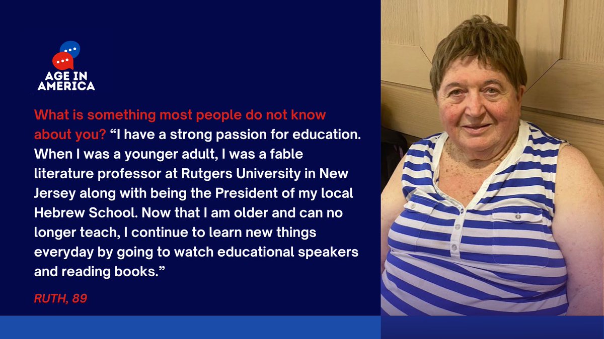 AgeInAmerica's tweet photo. What do you like about your age? “I like the wisdom that you get with age. I now understand many things I did not know when I was younger … I have learned to be grateful for every morning I get to wake up in the morning.”

Learn more about Ruth here: https://t.co/xRCs45b92r https://t.co/5NFK8LTTBo