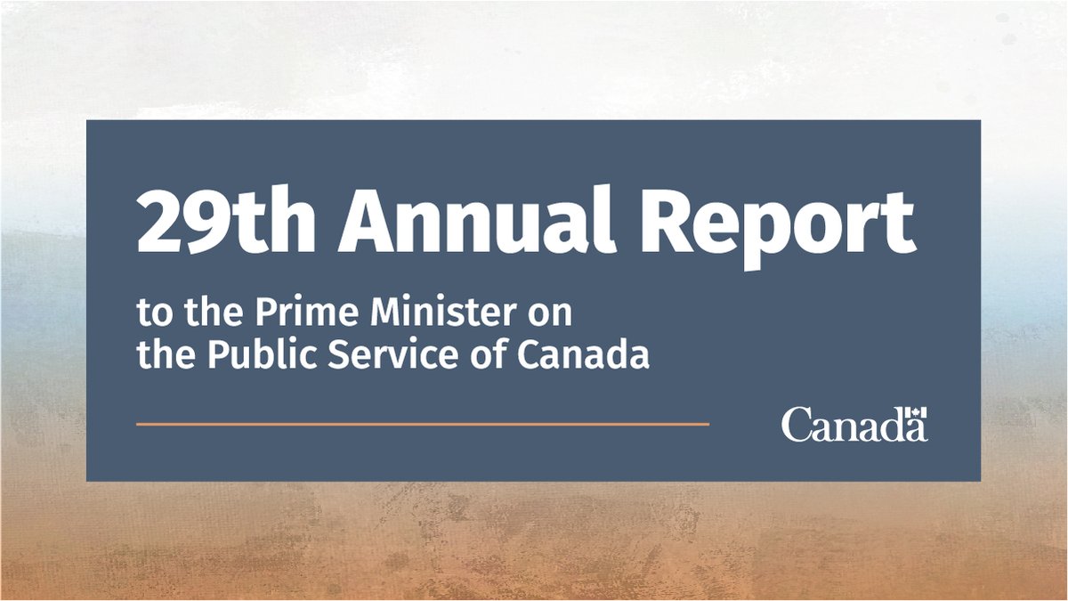 PrivyCouncilCA's tweet photo. Today, the 29th Annual Report to the @CanadianPM on the Public Service was tabled in Parliament.

Public servants have accomplished a great deal for Canadians in a year unlike any other. Check out some of those important contributions: 
https://t.co/KLAbjRDRU9 https://t.co/5bZMWPA3TU