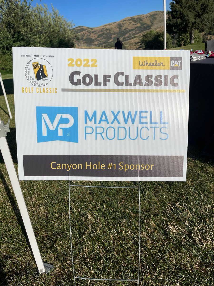 maxprodinc's tweet photo. Maxwell Products supporting @UtahAsphalt this morning at the 2022 Golf Classic @mountaindellgc. #golf #golfing #golftournament #mountaindellgolfcourse #UAPA #asphalt #asphaltpavement #asphaltmaintenance #pavementmaintenance #pavement #pavementpreservation #cracksealant #mastic https://t.co/Ewe3M5ORUu