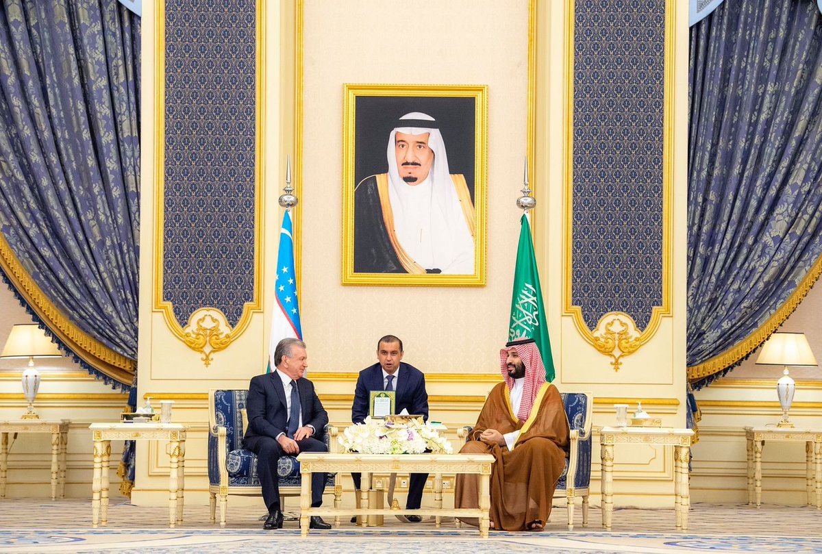 spagov's tweet photo. سمو #ولي_العهد ورئيس جمهورية #أوزبكستان يعقدان جلسة مباحثات رسمية.
#الرئيس_الأوزبكي_في_جدة 
#واس https://t.co/DIEVSlny8O