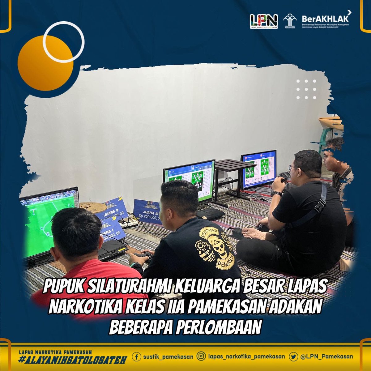 Lapassustik_Pmk's tweet photo. Pupuk silaturahmi, Keluarga Besar Lapas Narkotika Kelas IIA Pamekasan adakan Beberapa Perlombaan
https://t.co/cxN5uqw1Ub
(Humas Lapas Narkotika Pamekasan)
#hutri77 #hdkd77
#KumhamPASTI
#Ditjenpas #pemasyarakatan #PAStiWBK #KamiPasti #PastiSmart
#alayanihsatolosateh https://t.co/v4r5ApwdEr