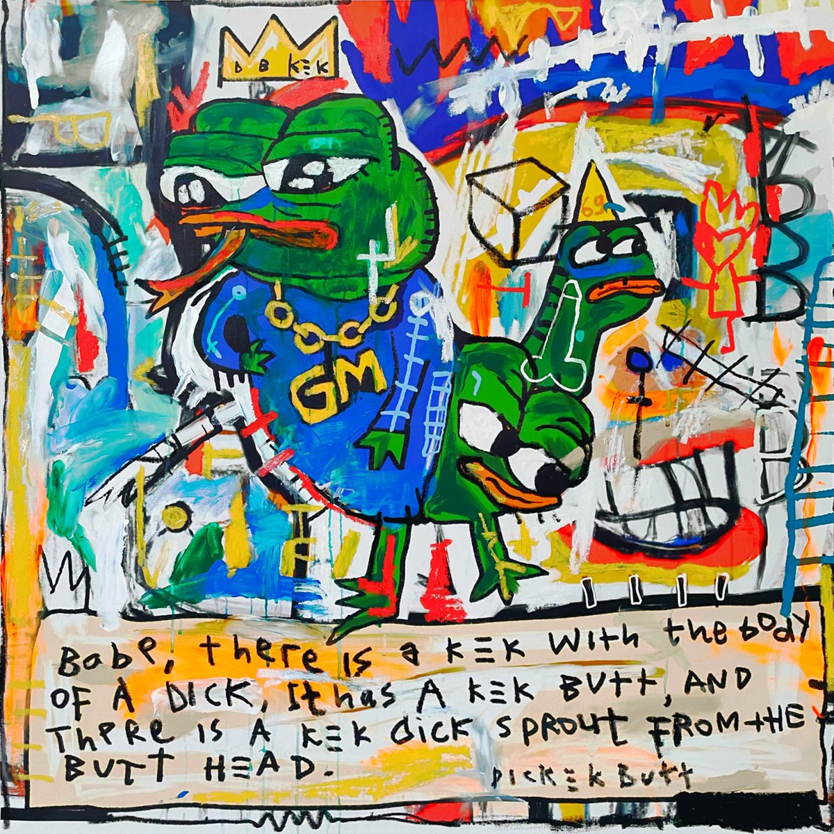 Dear frens, I am auctioning my two physical painting works with <a href="/GrailLive/">Grail - NFT Live Auctions</a> 

KEK ON THRONE and BasqDickekbutt

Head to this link grail.live/auctions/grail…