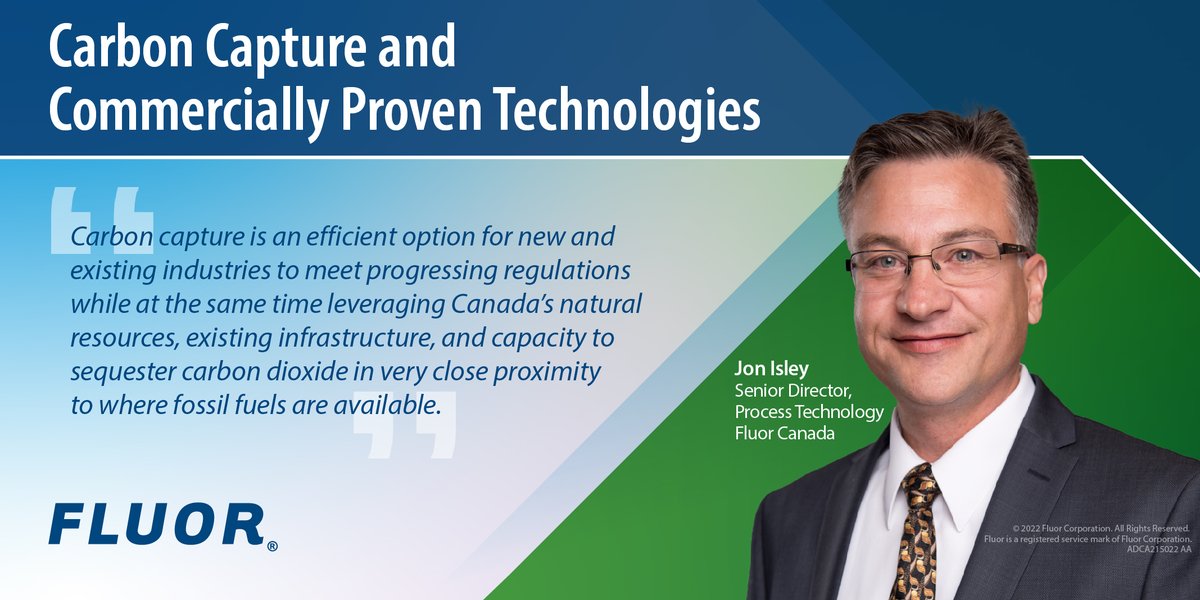 In our recent article published with the <a href="/BOEReport/">BOE Report</a>, Jon Isley, Senior Director, Process Technology discusses Fluor's commercially proven carbon capture technology, EFG+. Read more here ➡️bit.ly/3prodkU