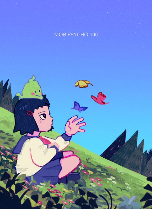 my spring themed postcard print for  !!thank you for having me <3#モブサイコ100  #mp100 