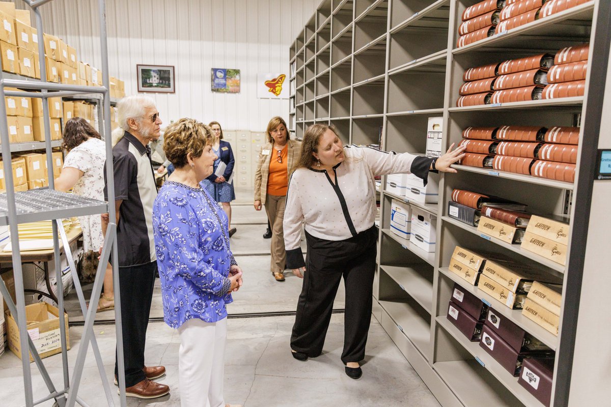 GeorgiaSouthern's tweet photo. Fred and Dinah Gretsch, namesake of the Fred and Dinah Gretsch School of Music, got their first look today at an exhibit curated by Georgia Southern museum studies students at the Statesboro Visitor's Center. https://t.co/ZSzlXgMyHM