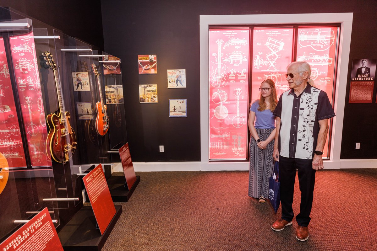Fred and Dinah Gretsch, namesake of the Fred and Dinah Gretsch School of Music, got their first look today at an exhibit curated by Georgia Southern museum studies students at the Statesboro Visitor's Center.