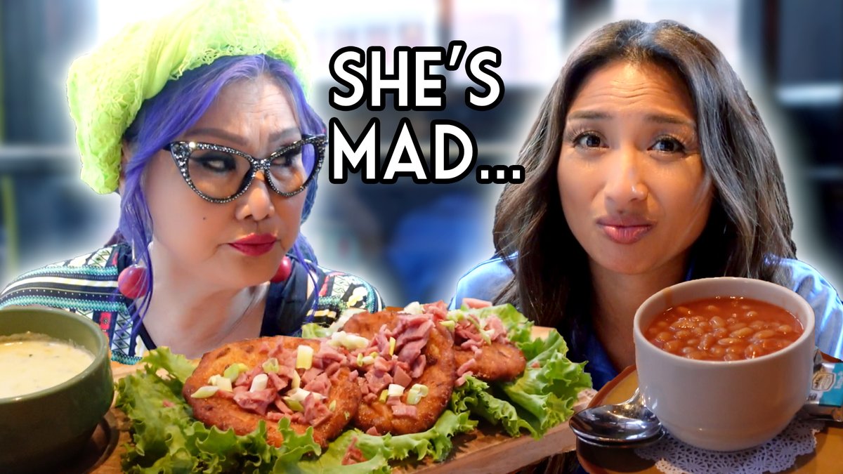 jeanniemai's tweet photo. OK… even I’ll admit some of this wasn’t the best. Watch Mama Mai try some American food (against her will). https://t.co/vrffrjND3q #HelloHunnay https://t.co/XA00x77KEP