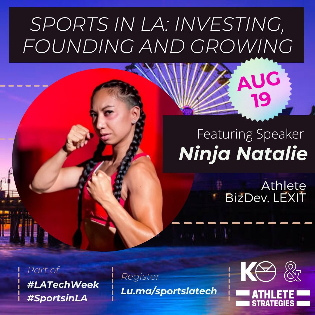 NinjaNatNFT's tweet photo. I will be speaking on an ESPN panel for #LATechWeek! 🎙 💪🥰

💫SPORTS IN LA: Investing, Founding, and Growing 

📍Santa Monica 
Friday 8/19 
12pm PST
Register: https://t.co/e76lL8XWYG https://t.co/Mat4PZGmMe