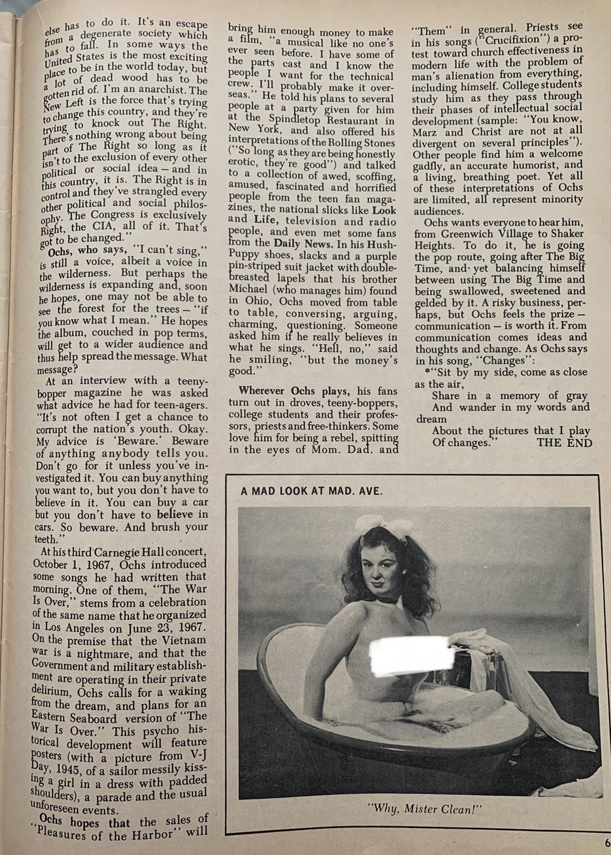 Interview in Dapper Magazine, circa 1967
