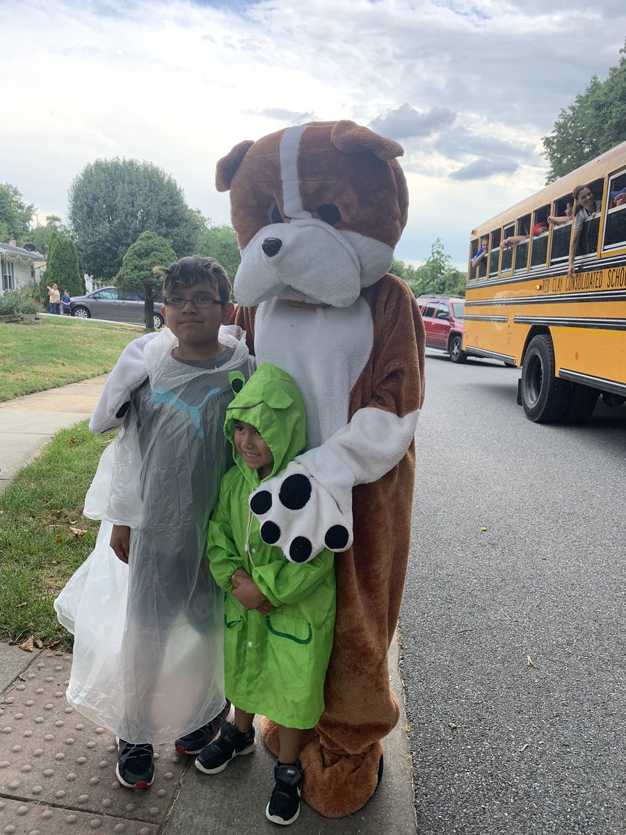 Some of Mote’s awesome staff members went on a bus ride through the community today. Teachers, admin, and Sparky greeted students at several bus stops. It was so nice to see the excitement on the faces of our students and teachers! <a href="/RedClaySchools/">Red Clay Consolidated School District</a>