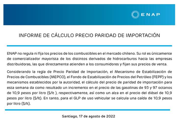LuisEdwinG's tweet photo. MEPCO, Gasolinas y Diesel aumentarán en CL$ 10,9 por litro desde mañana 

Se estima una reducción en el número de alzas por semana hacia adelante https://t.co/tAUvejsK4q