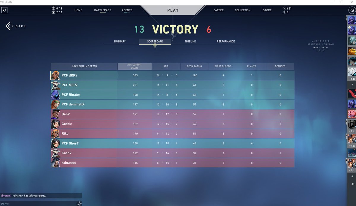 Discord Gaming'in yaptığı Zero Dark Thirty turnuvasında finalde ALL STARZ ekibini Split haritasında 13-6 yenerek şampiyon olduk, çeyrek finalden itibaren ssleri koydum. Tüm rakiplerimizin ve takımımın @pcificespor eline sağlık, ggwp. 55 Euro'luk ödülünde sahibi olduk.