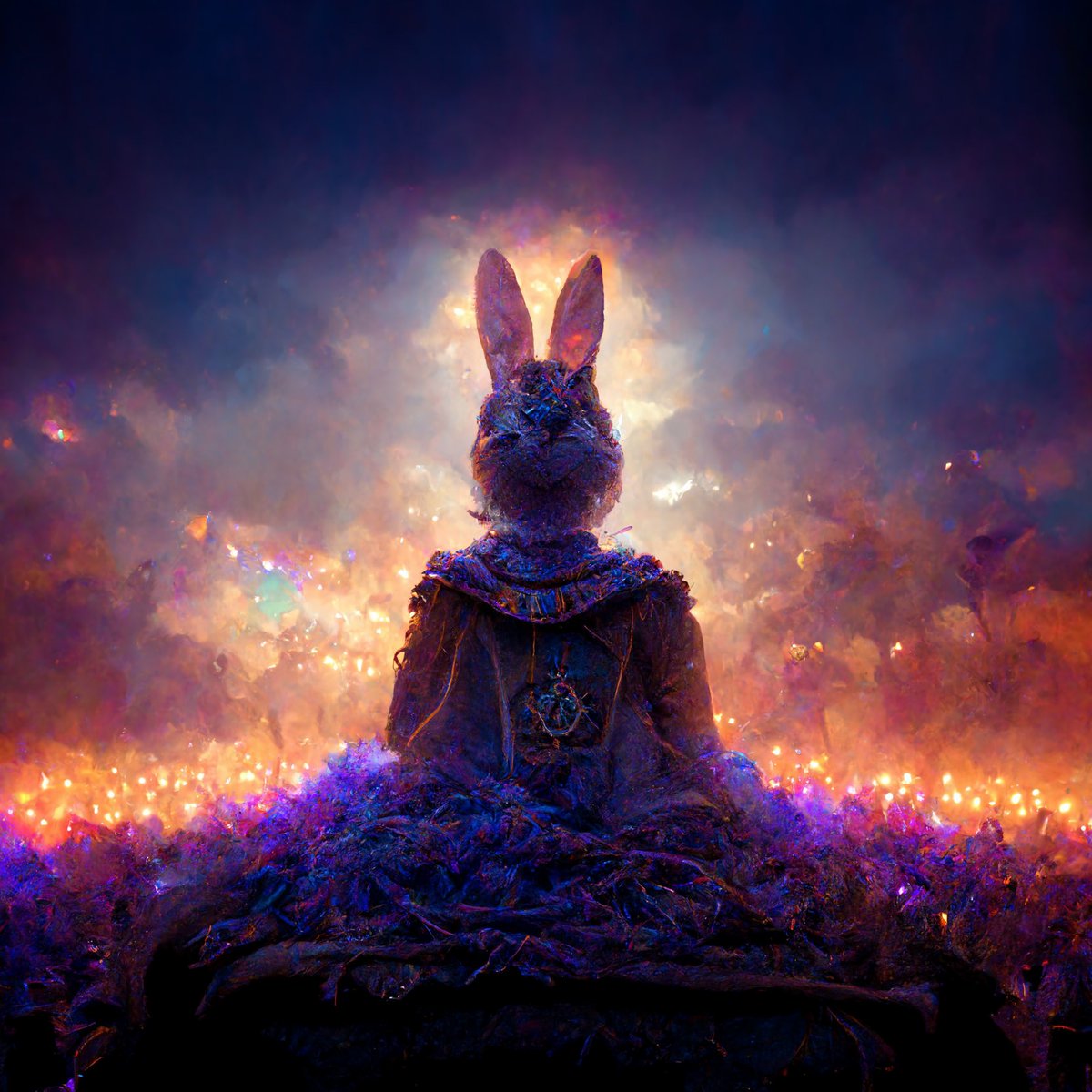 Daaajin's tweet photo. •Queen Rabbit• 
•
•
#digitalart #art #space #fantasy #conceptart #trippyart #midjourney #midjourneyartwork #animal #rabbit #worldomination https://t.co/5jr1KGdnQJ