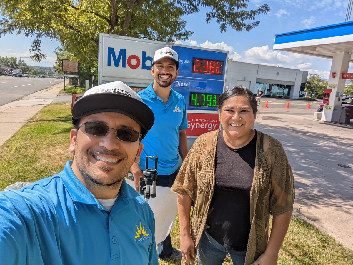 libre_colorado's tweet photo. Out in the community once again making a positive difference with our #TrueCost event offering financial relief to families by rolling back gas prices to $2.38/gallon. Wheatridge Mobil Gas station off of 48th and Ward Rd! #BeLIBRE #PayMoreGetLess #TrueCostofInflation #TrueCost https://t.co/duZoGUzyly