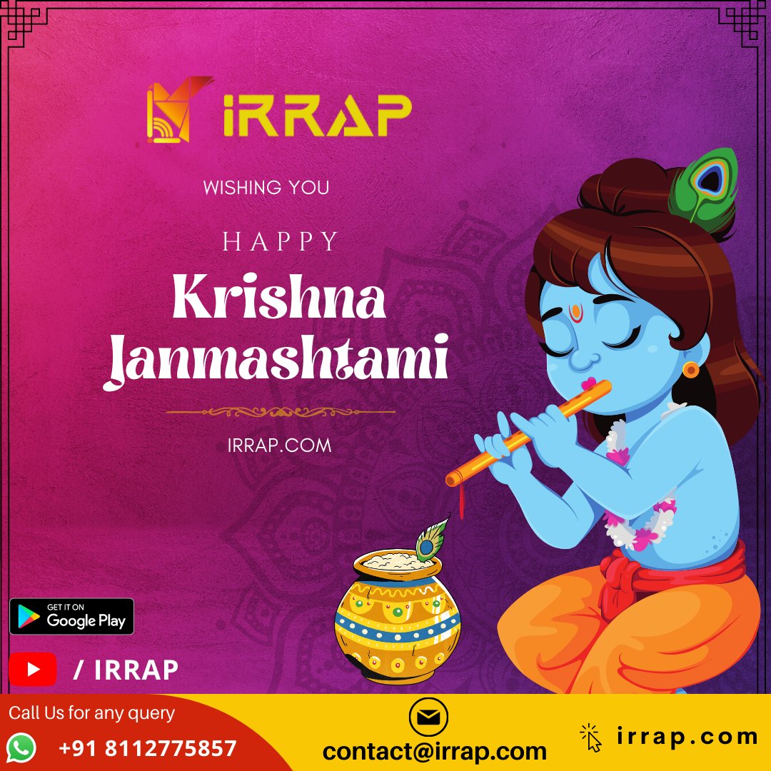 irrap_education's tweet photo. May Lord Krishna steal all your tensions and worries on this Janmashtmi! And give you all the love, peace and happiness! Happy Krishna Janmashtami.

#ShriKrishnaJanmashtami #krishnajanmashtami #krishnajanmashtamispecial  #krishnajanmashtami2022 https://t.co/bSZLkkrqvF