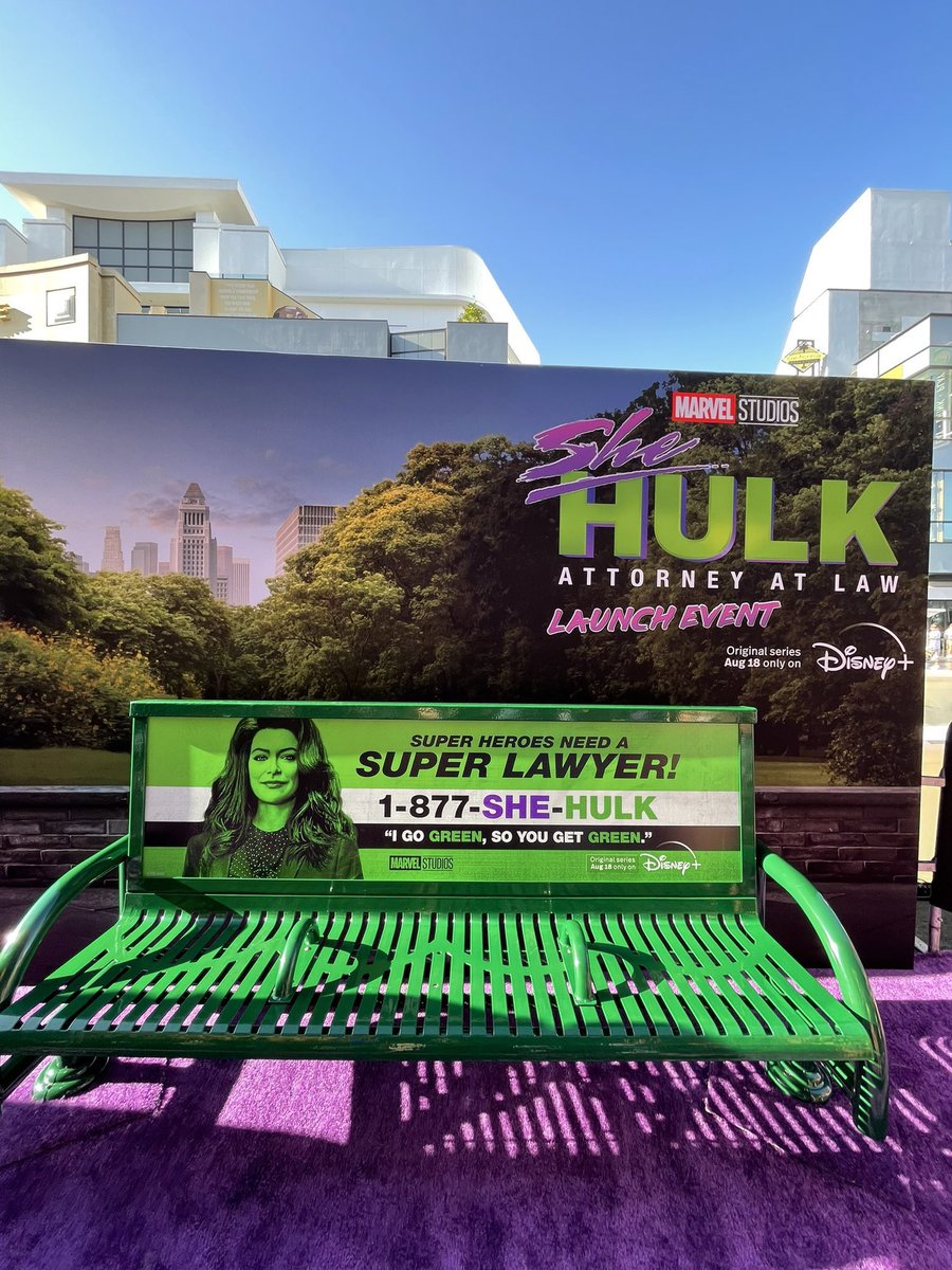 SohailEzza's tweet photo. do you want to hold hands on the anti-homeless She Hulk bench yes or no https://t.co/Z5TYARXJKO