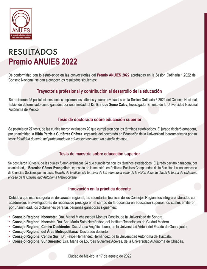SeminarioSieee's tweet photo. Muchas felicidades a nuestra compañera, la Mtra. Berenice Gómez Evangelista @Yo_SoyUAM ganadora del #PremioANUIES 2022 por la Tesis de maestría sobre educación superior @UAMAzcOficial #COPLAN https://t.co/uWxZxmHh0T