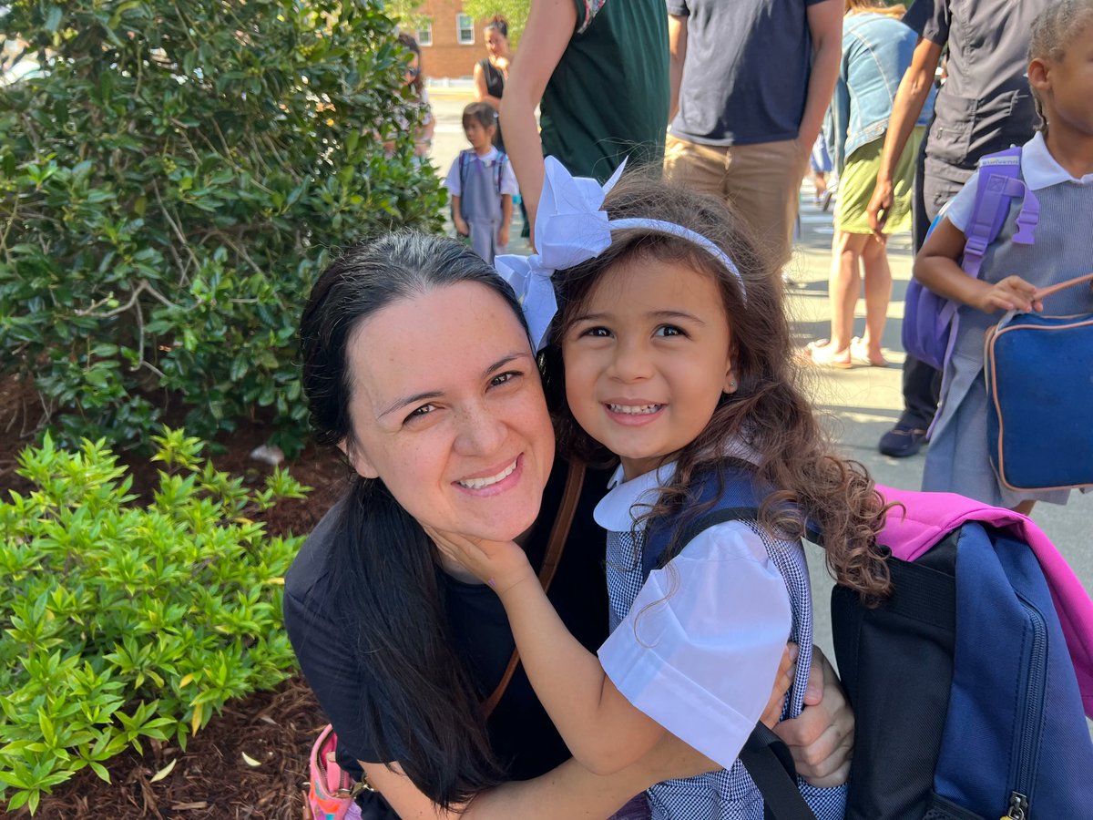 StMSCary's tweet photo. With staggered start days for our youngest friends, today was the first day of school for some PreK-Grade 1 students. They were all smiles, all day!  #ILoveSchool #StMS2022 #NewFriends https://t.co/0HpkMHHKmk