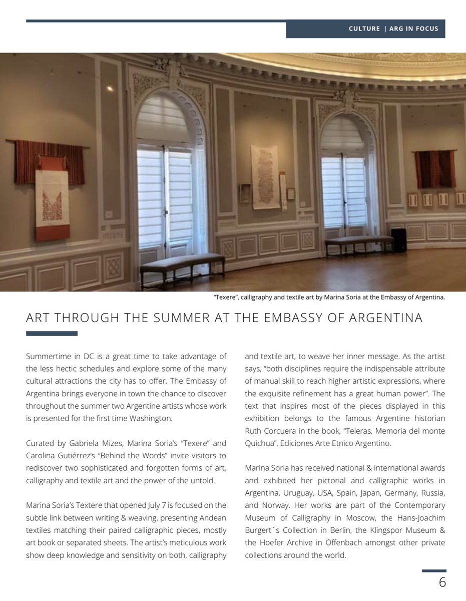 ARGinUSA's tweet image. #ARGinFOCUS 1️⃣0️⃣9️⃣ Newsletter is OUT 📢
•
eeeuu.cancilleria.gob.ar/userfiles/arg_…
•
✅DELEGATION OF 🇺🇸 SENATORS VISITS ARGENTINA
•
✅ARGENTINE’S CONSULATE IN CHICAGO PROJECT IS SELECTED BY THE “CITY OF CHICAGO CONSULAR POP-UPS” PROGRAM
•
✅ART THROUGH THE SUMMER AT THE EMBASSY OF ARGENTINA