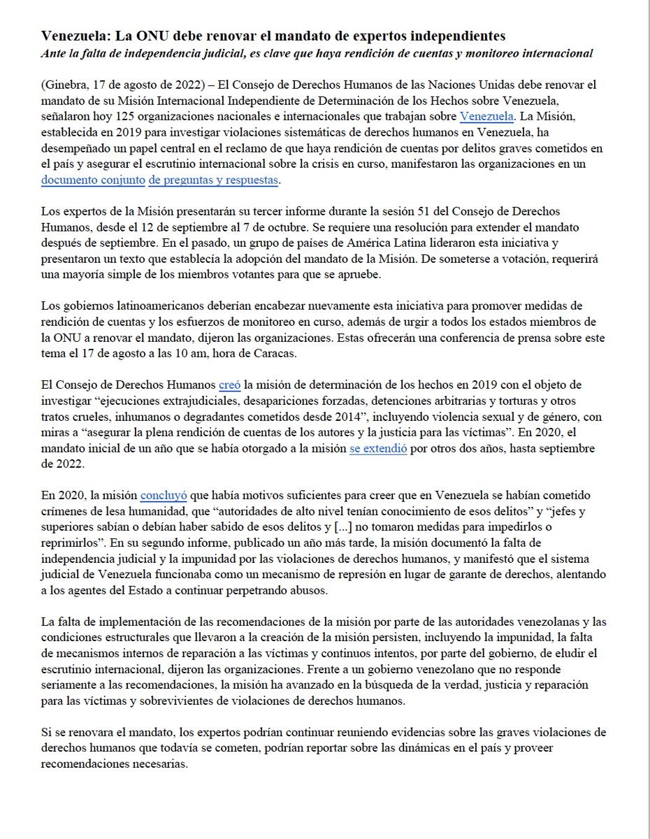 DPLF_info's tweet photo. 🇻🇪 Nos sumamos a las voces de 125 organizaciones de #DDHH para exigir la renovación del mandato de la Misión Internacional Independiente de Determinación de los Hechos sobre #Venezuela.

 #QueSigaLaMisión 

Lee el comunicado conjunto: https://t.co/O87wMDo9H6 https://t.co/Rvc9qlwOER