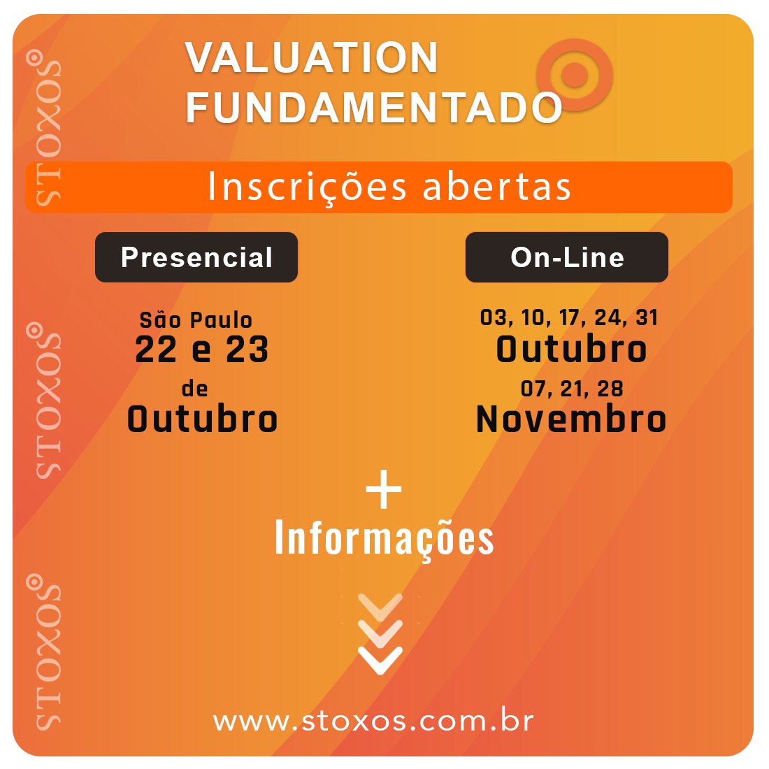 helocruz's tweet photo. Passando para avisar que estamos com inscrições abertas!!!   Vai ter curso de Valuation, sim! E essas serão as turmas deste semestre!! https://t.co/RfDMQ9LHdI
