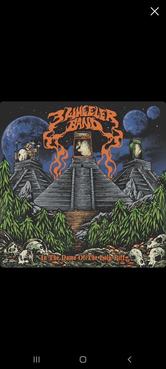 3WBand's tweet photo. Hey Amigos! We're back on twitterland! This is the cover of our next album In the Name of the Holy Riff. Artwork by master #StevenYoyada and label @gravitoyd Heavy Music. Soon more info. #3wband #heavyrock #stonerrock #rocknroll https://t.co/dyIXSgJNKy