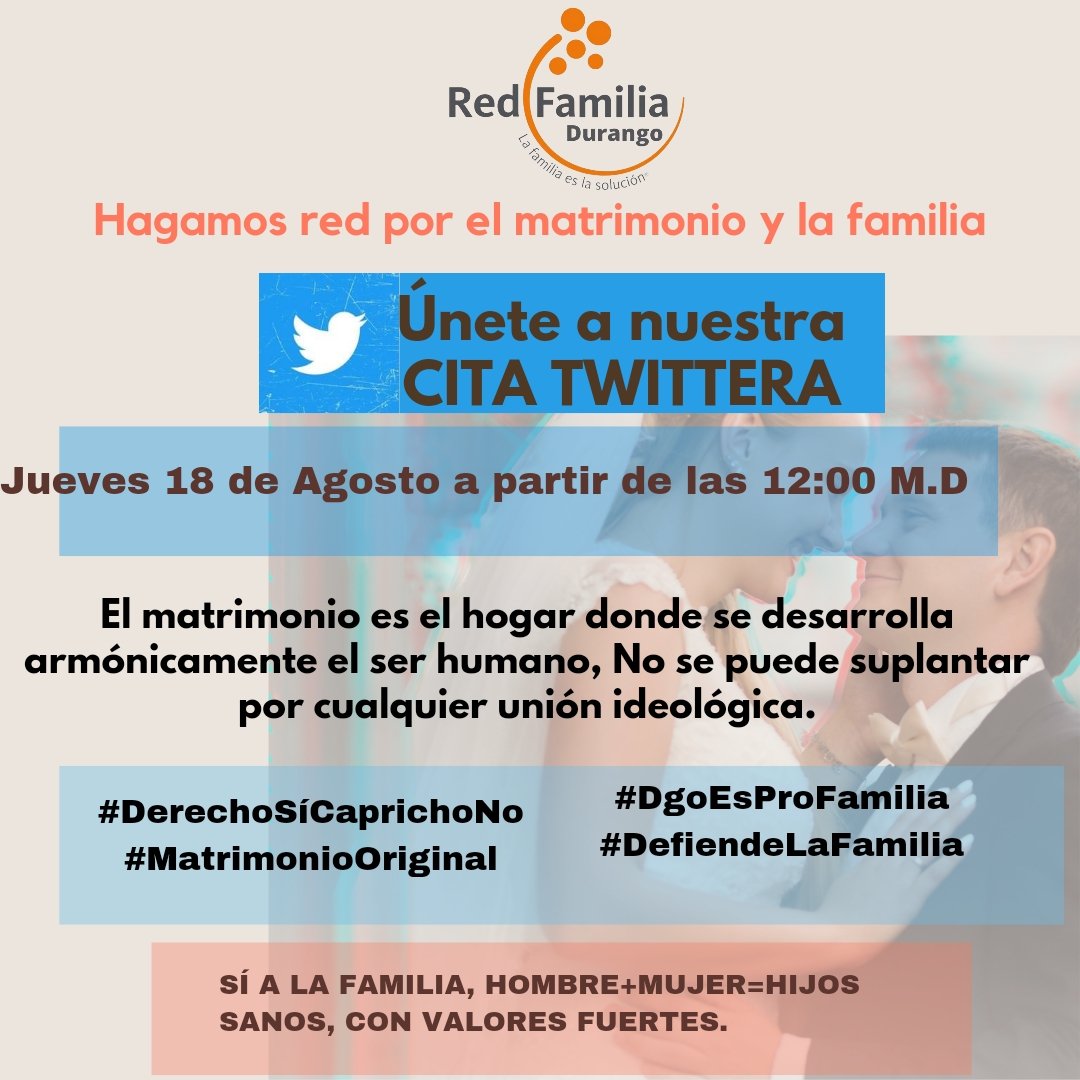 Han convocado para mañana a los diputados de Durango al congreso para la votación del mal llamado "matrimonio igualitario". La sociedad civil de Durango les invitamos para que acudan con Pancartas a manifestarnos en el Congreso del Estado y pedir se respete el Matrimonio.