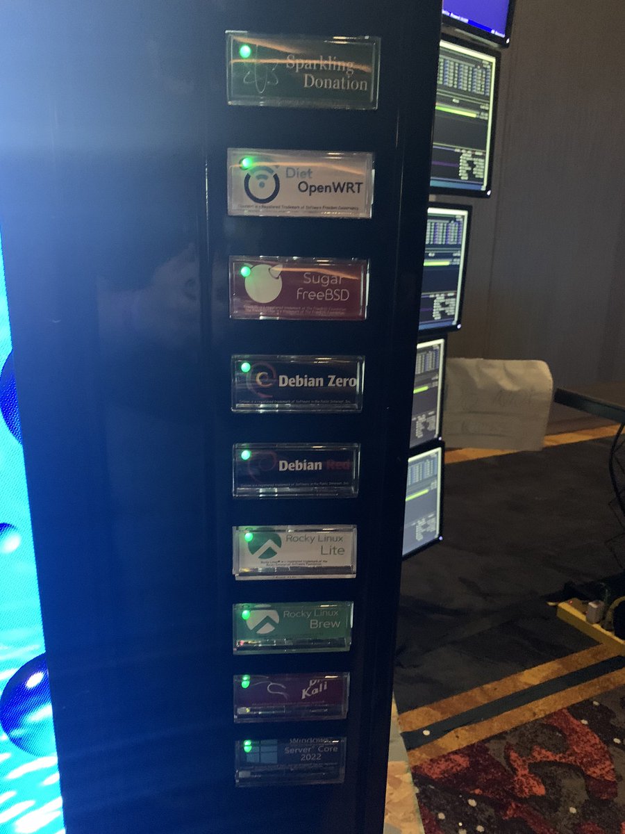 TipsyBacchus's tweet photo. I’m gonna be honest this is the coolest thing that was at Defcon this year. A VM vending machine. #DEFCON30 https://t.co/xN2oXQIa40