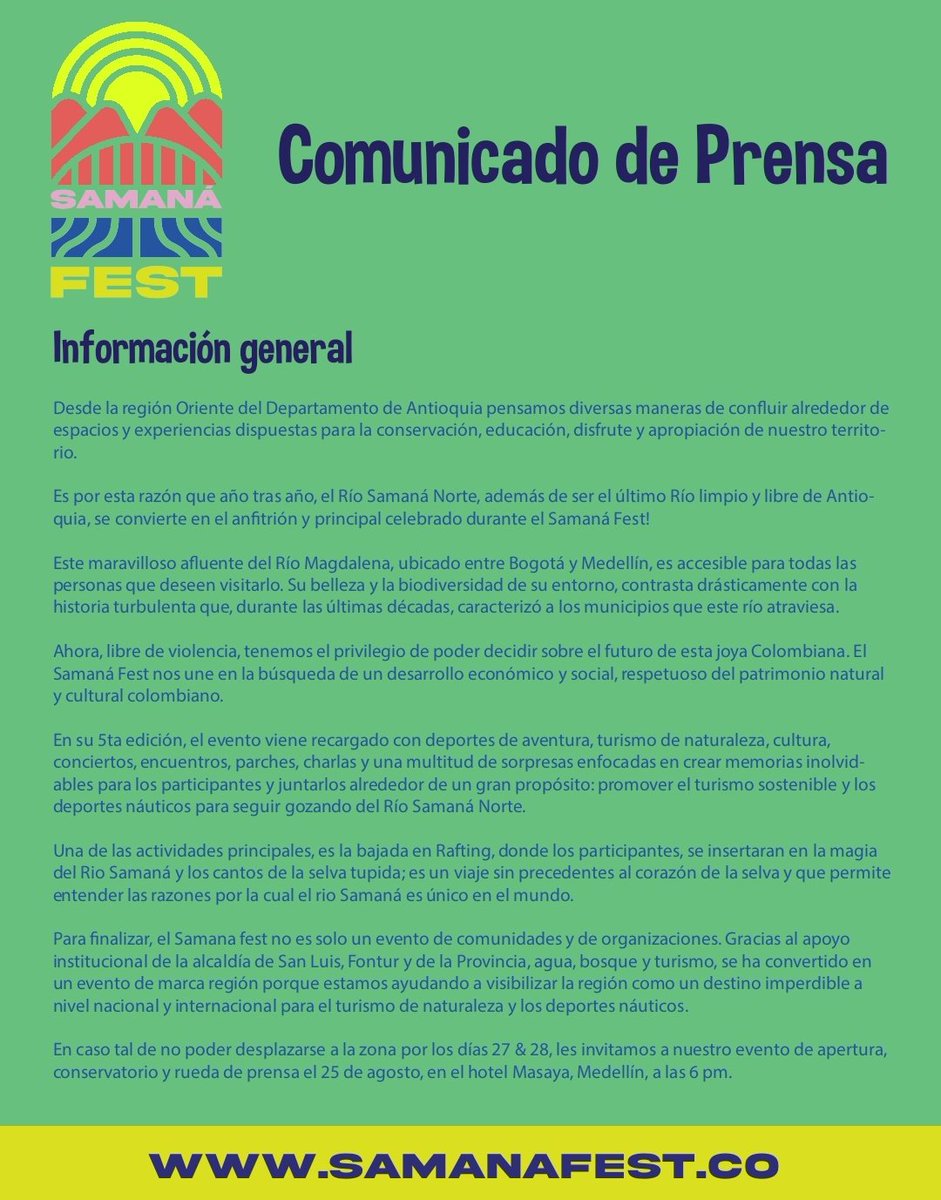 QuienEsQuienOA's tweet photo. .@SanLuisANT nuevamente sede del #Samanafest, por primera vez este festival contará con el apoyo institucional de la alcaldía municipal.
@Henryesuarez alcalde 2020 - 2023.
#OrienteAntioqueño https://t.co/mvyGV7mU3U