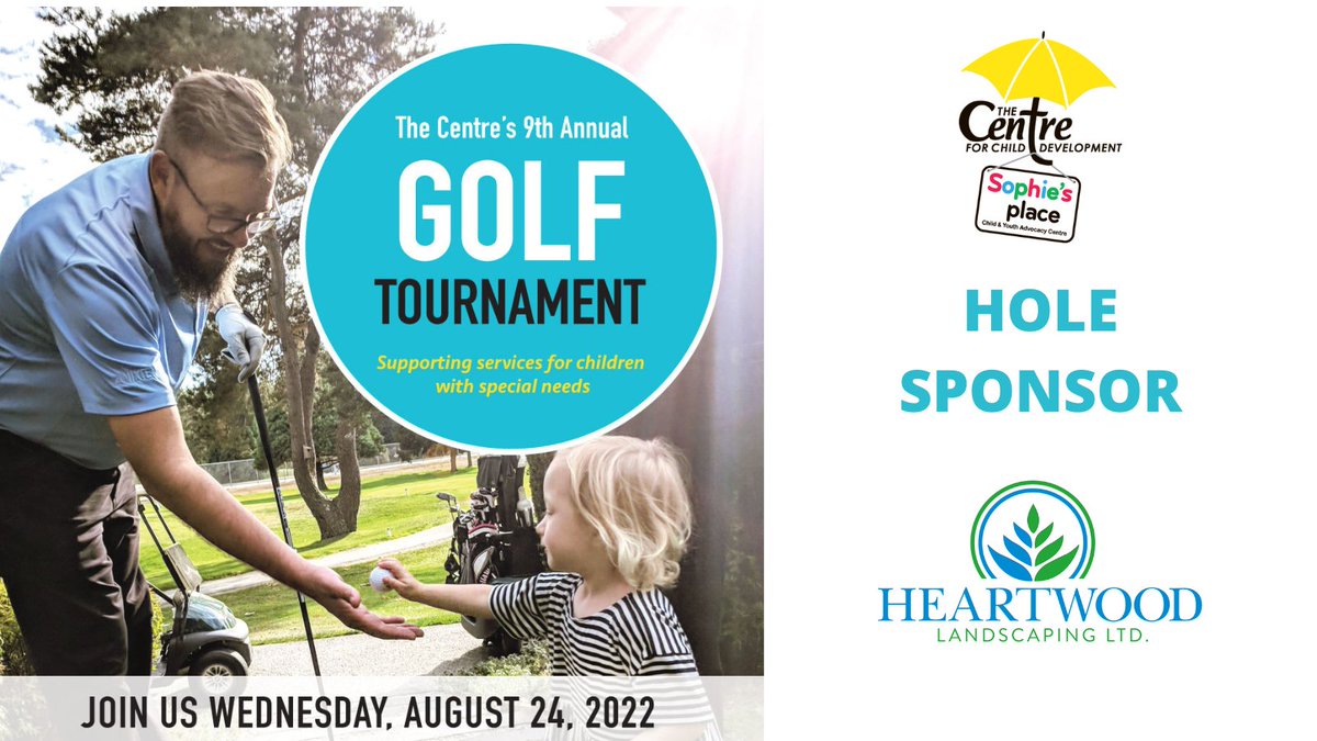 Centreforchild's tweet photo. Thanks to our friends at Heartwood Landscaping who are joining us this year as a Hole Sponsor at our Golf Tournament! You can still support The Centre's services: Auction https://t.co/4AFwmxNVzA Donate: https://t.co/gTXH9JAwR5
#CentreGolf #specialneeds #holesponsors https://t.co/lrxYd9aphZ