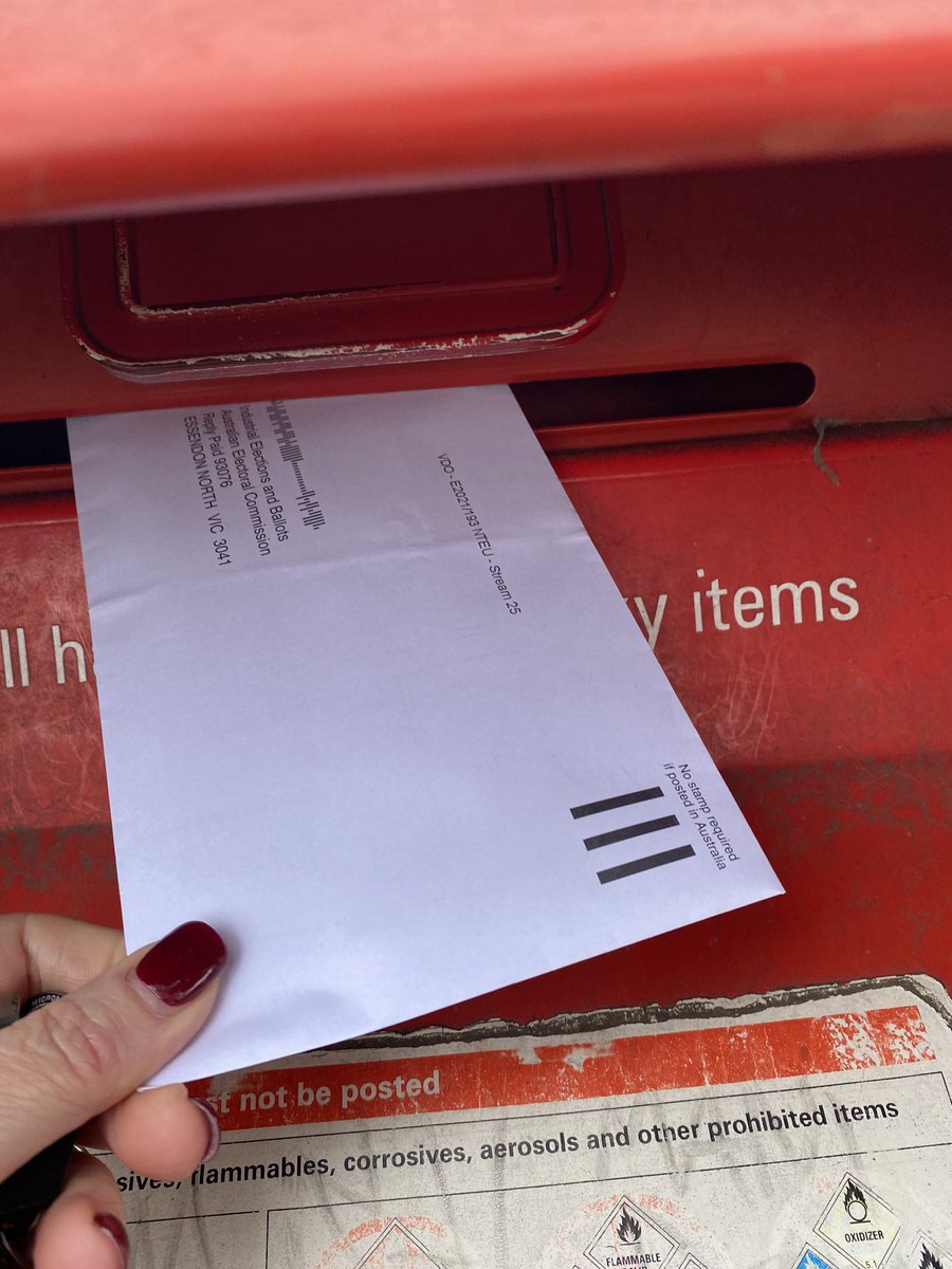 sarahecroberts's tweet photo. Old school snail mail yeah! Work those democracy muscles people. Vote for #betterworkplaces in this ⁦@NTEUVictoria⁩ election. 💥https://t.co/DdyGsezGMV https://t.co/oQ459wBsp5