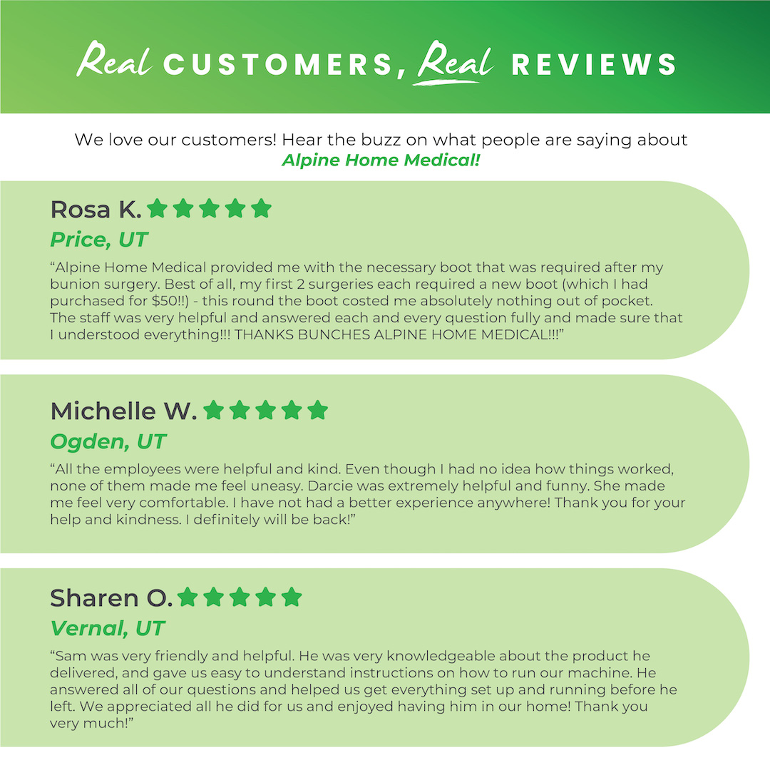 Have you heard the buzz? 🐝 People are raving about Alpine! Come on in today and experience the Alpine difference. 1l.ink/CB4TK67 

#AlpineHomeMedical #Utah #Idaho #WeBringWellnessHome #5StarReview #CustomerService #LoveOurTeam #MedicalSupplies #Health #Wellness